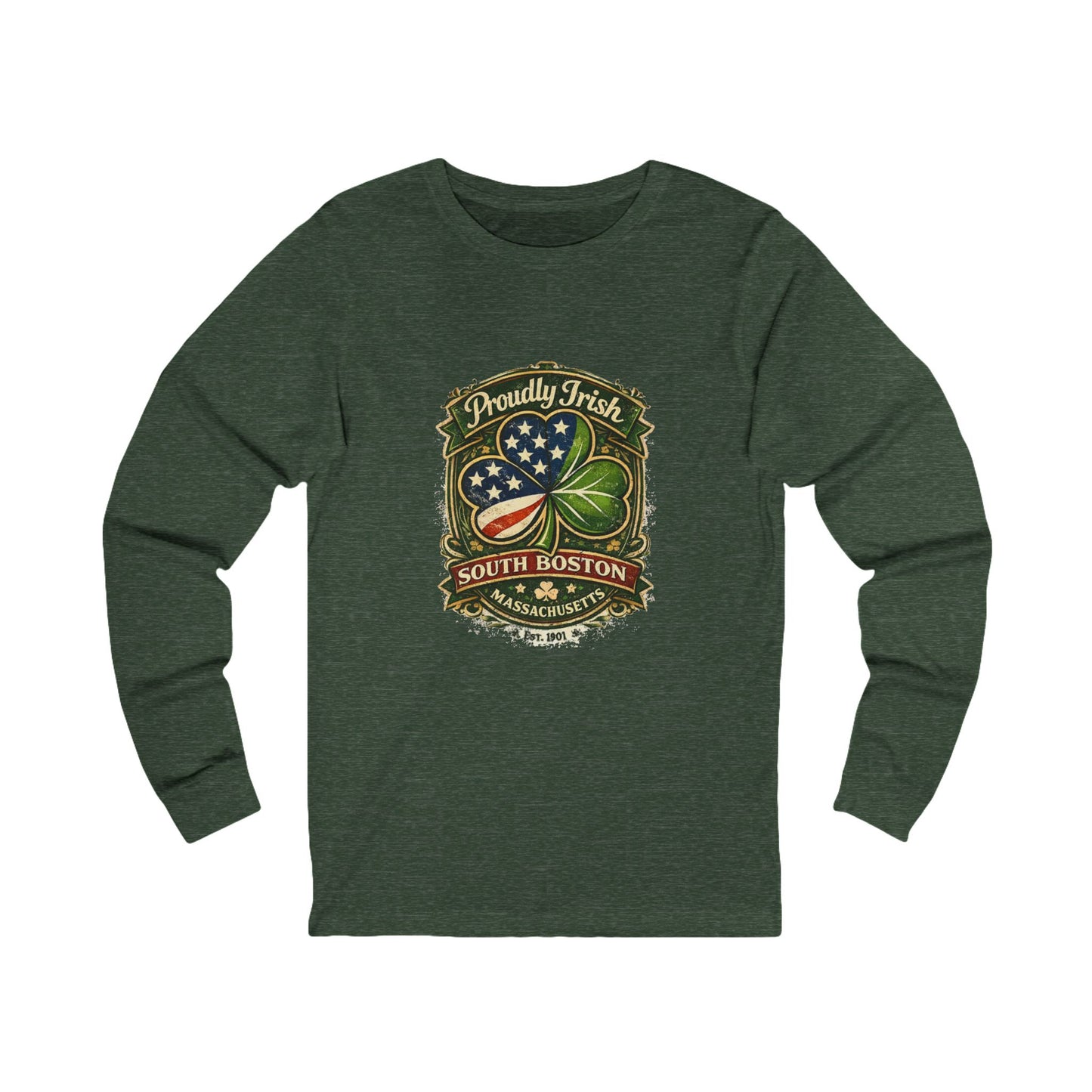 Proudly Irish South Boston Shamrock Graphic Tee | Long Sleeve