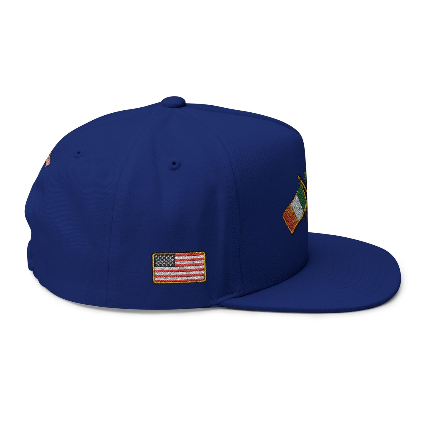 Irish American Flag Crossed Flags Cap | Embroidered Flat Bill Cap