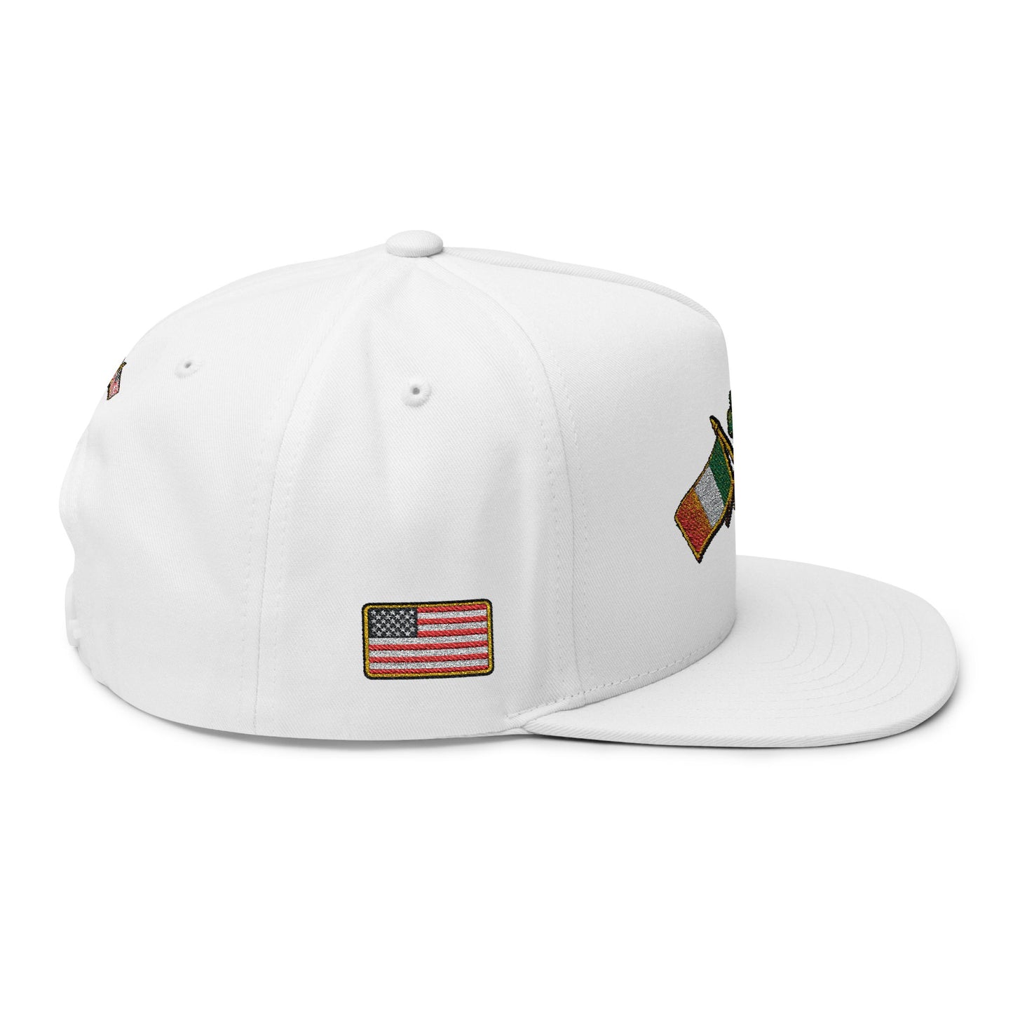 Irish American Flag Crossed Flags Cap | Embroidered Flat Bill Cap