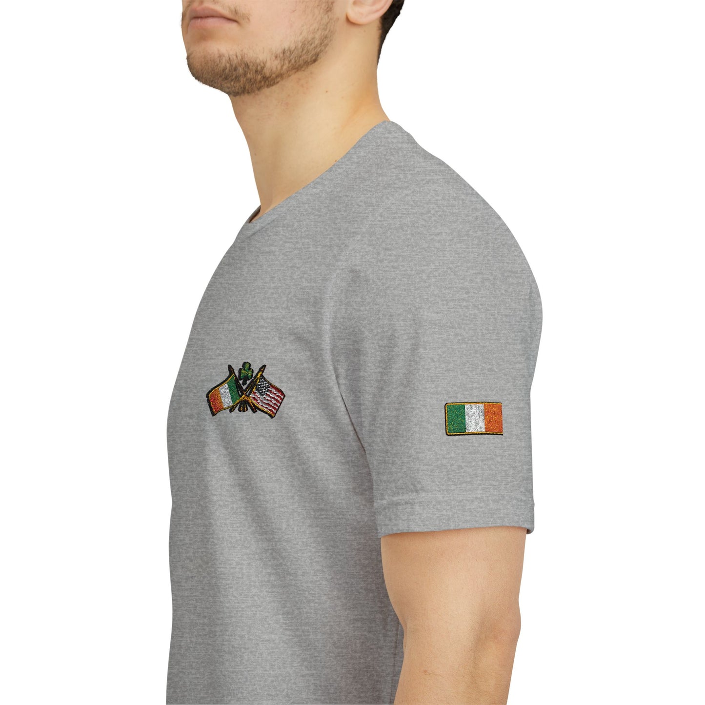 Irish American Pride T-Shirt | Small Chest & Sleeve Patch Design