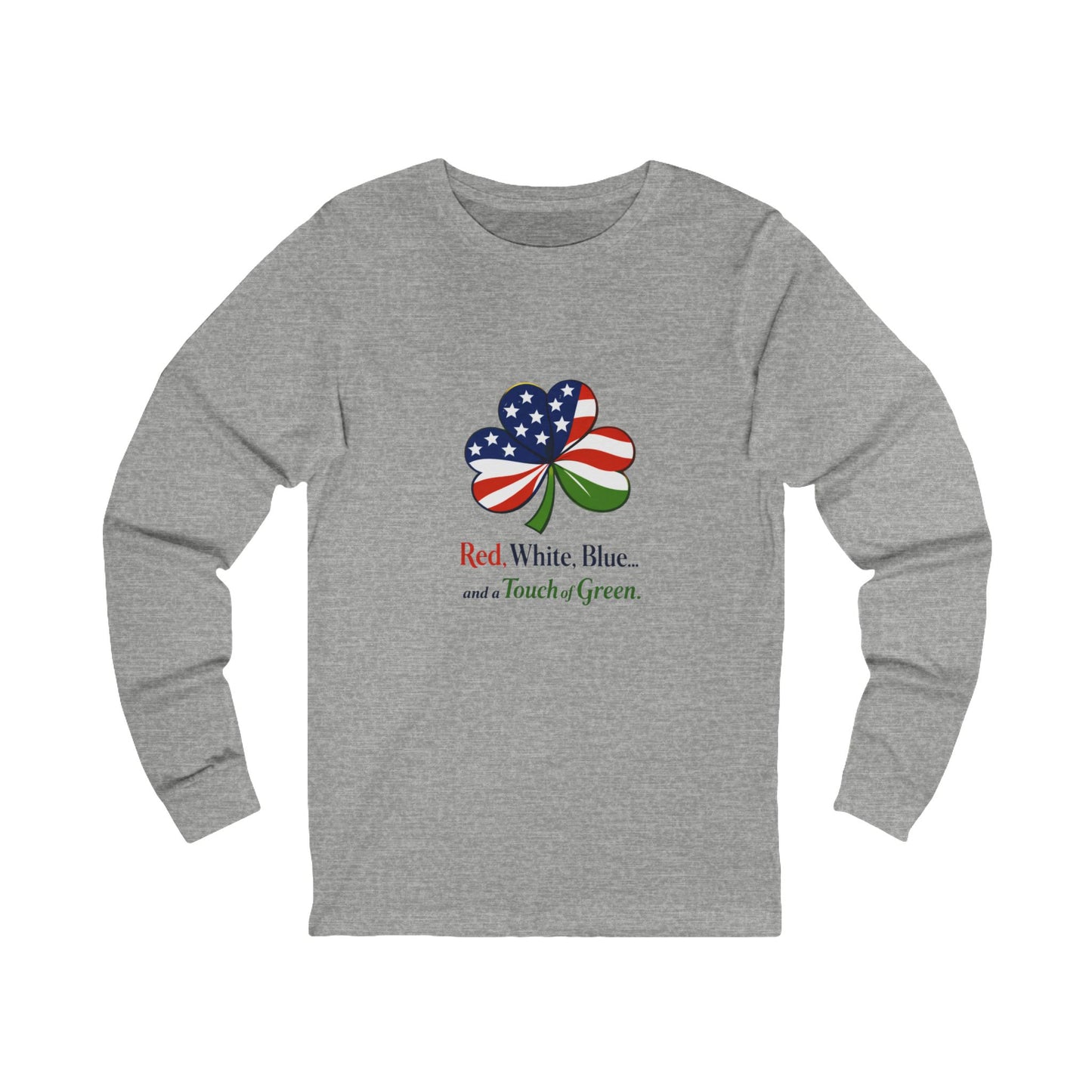 Patriotic Shamrock Long Sleeve Tee | Red White Blue with a Touch of Green