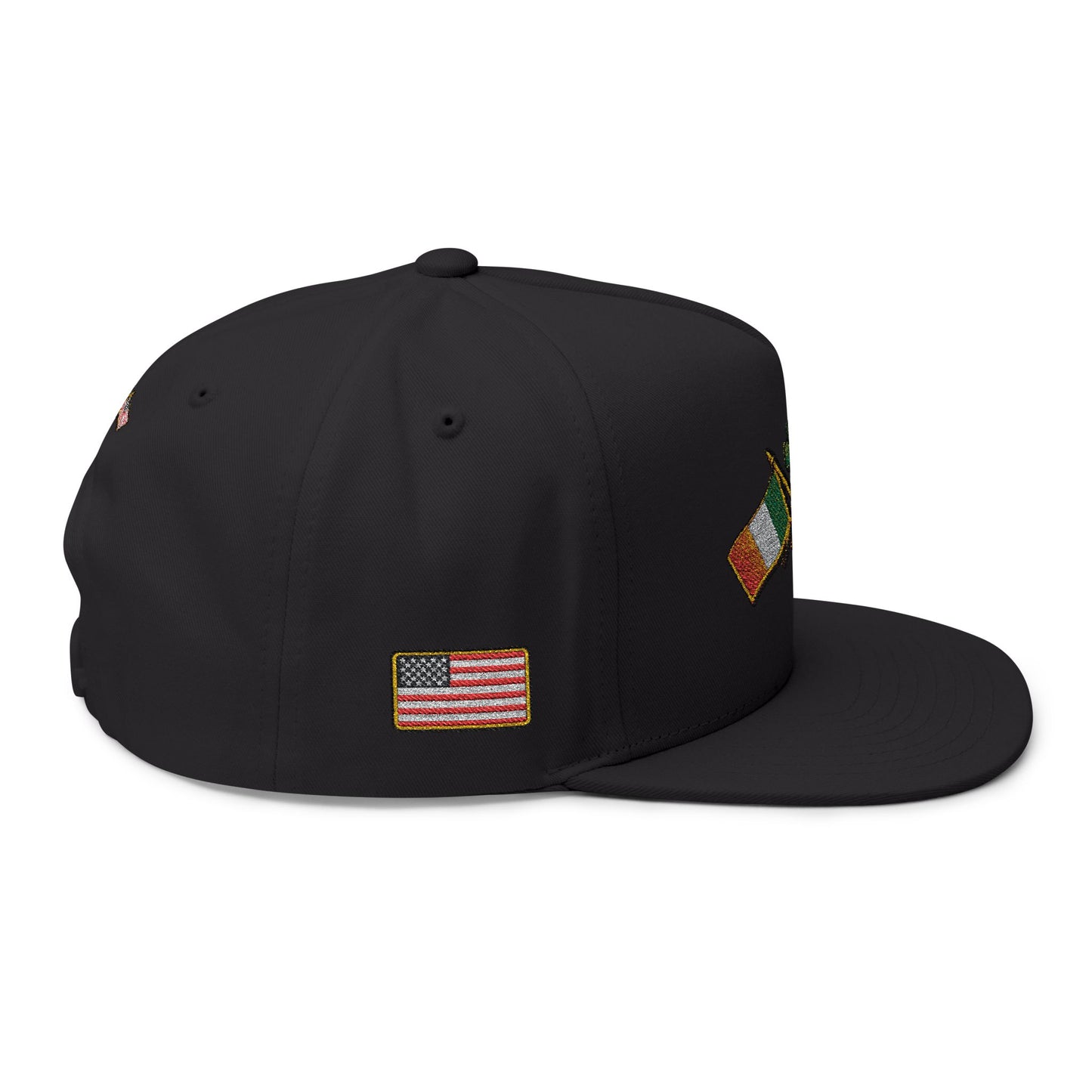 Irish American Flag Crossed Flags Cap | Embroidered Flat Bill Cap