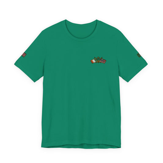 Irish American Pride T-Shirt | Small Chest & Sleeve Patch Design