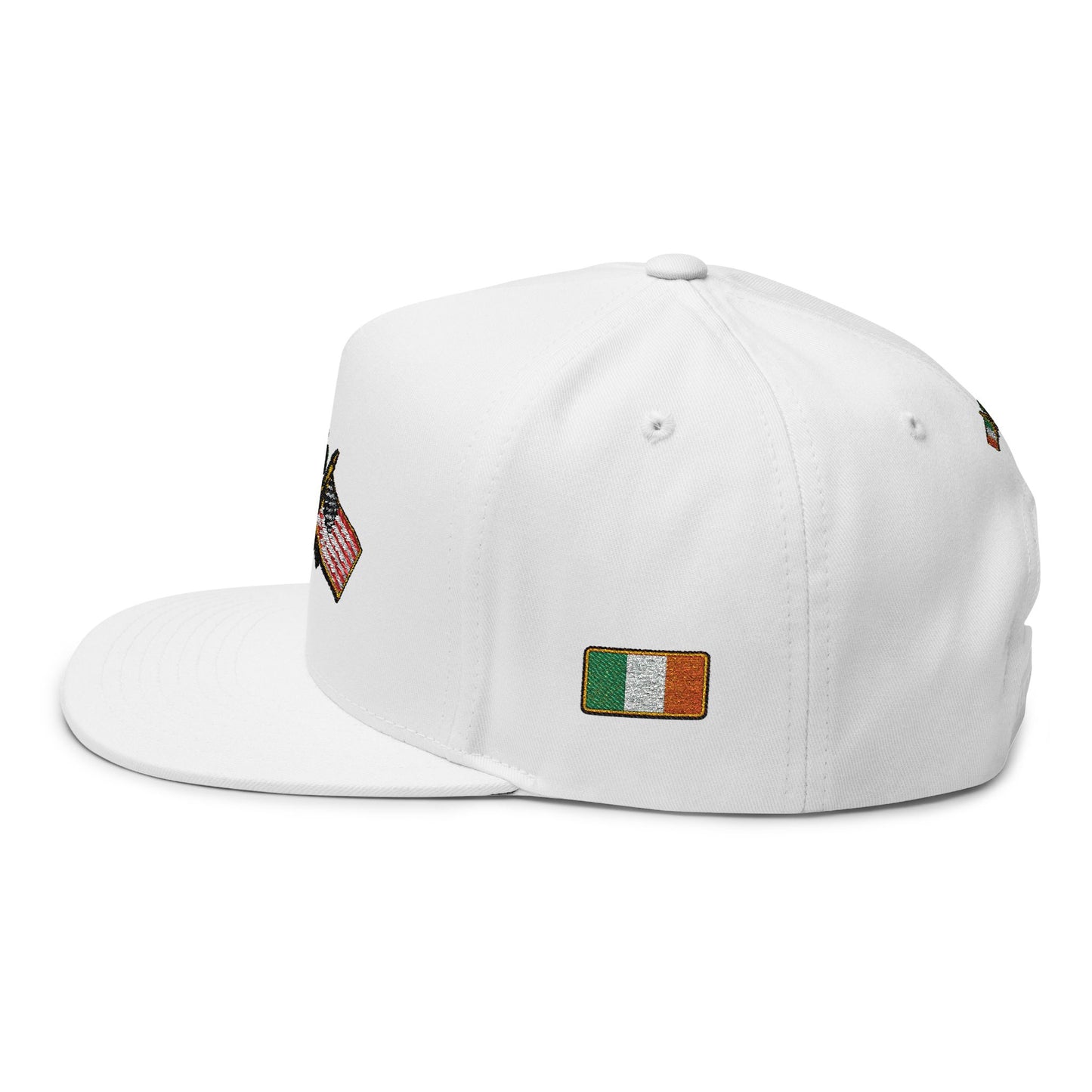 Irish American Flag Crossed Flags Cap | Embroidered Flat Bill Cap
