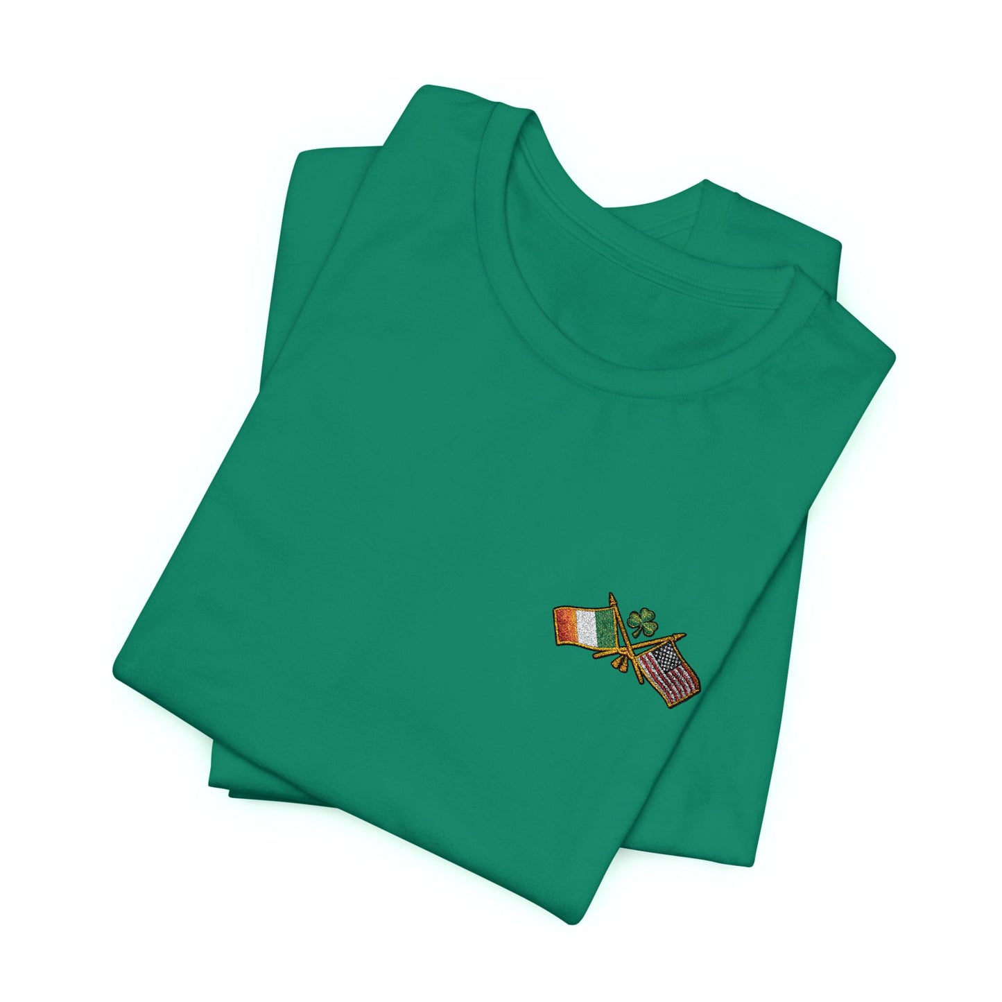 Irish American Pride T-Shirt | Small Chest & Sleeve Patch Design