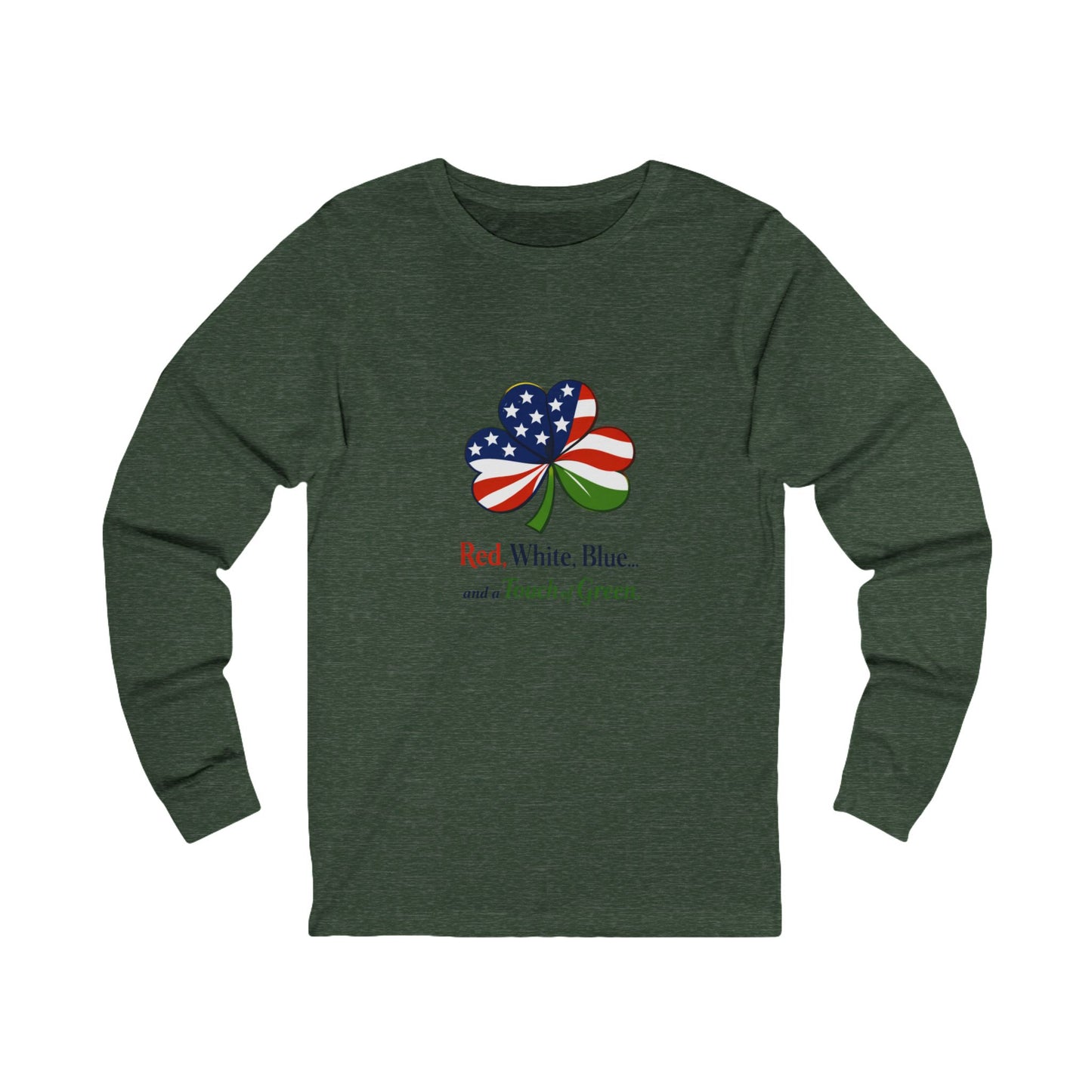 Patriotic Shamrock Long Sleeve Tee | Red White Blue with a Touch of Green