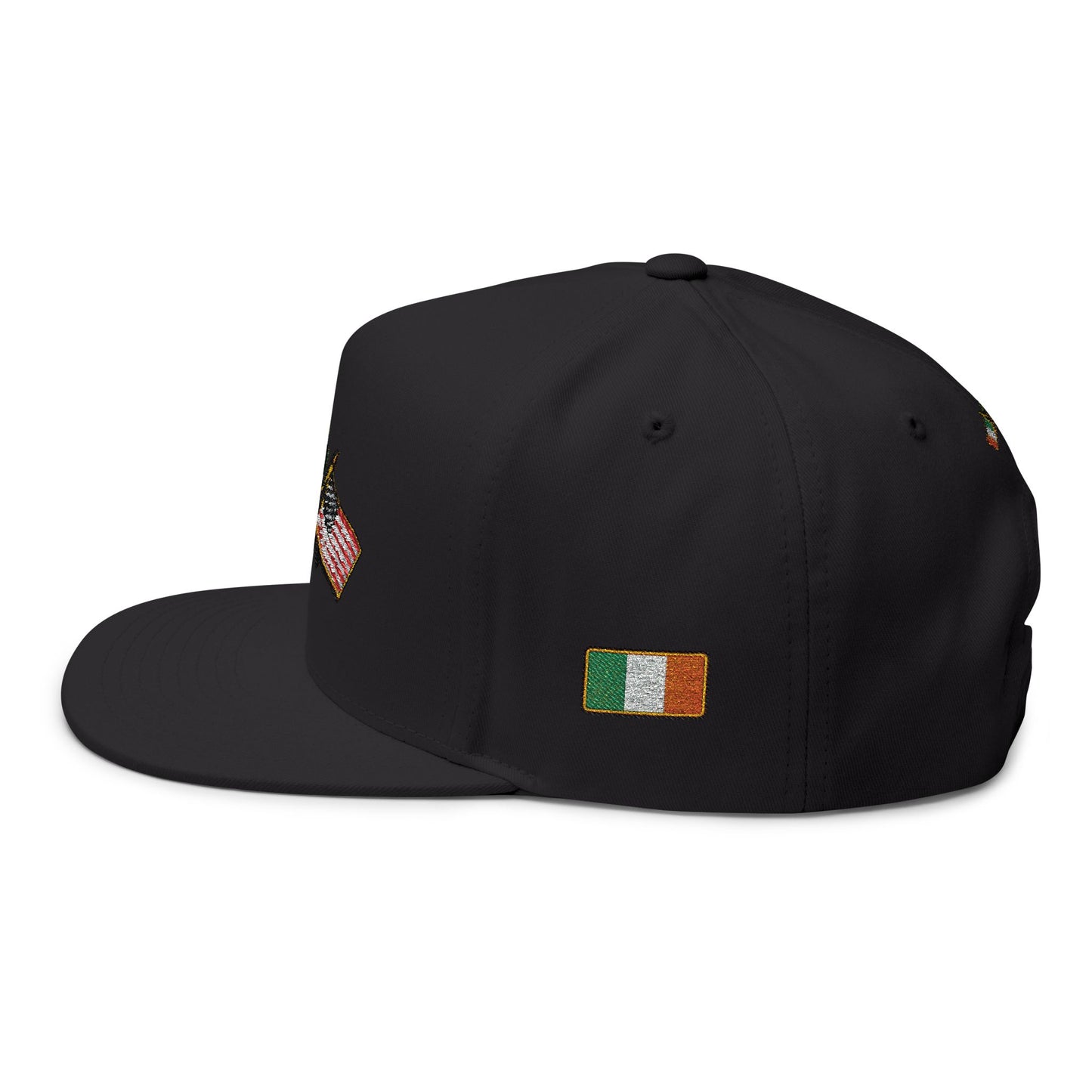 Irish American Flag Crossed Flags Cap | Embroidered Flat Bill Cap